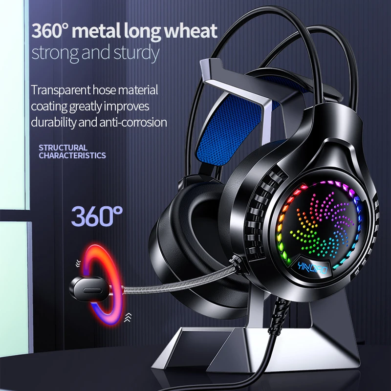 Компьютерная гарнитура Q7 на голову с микрофоном и подсветкой Игровая USB-гарнитура 7 1 каналов Международная частная модель