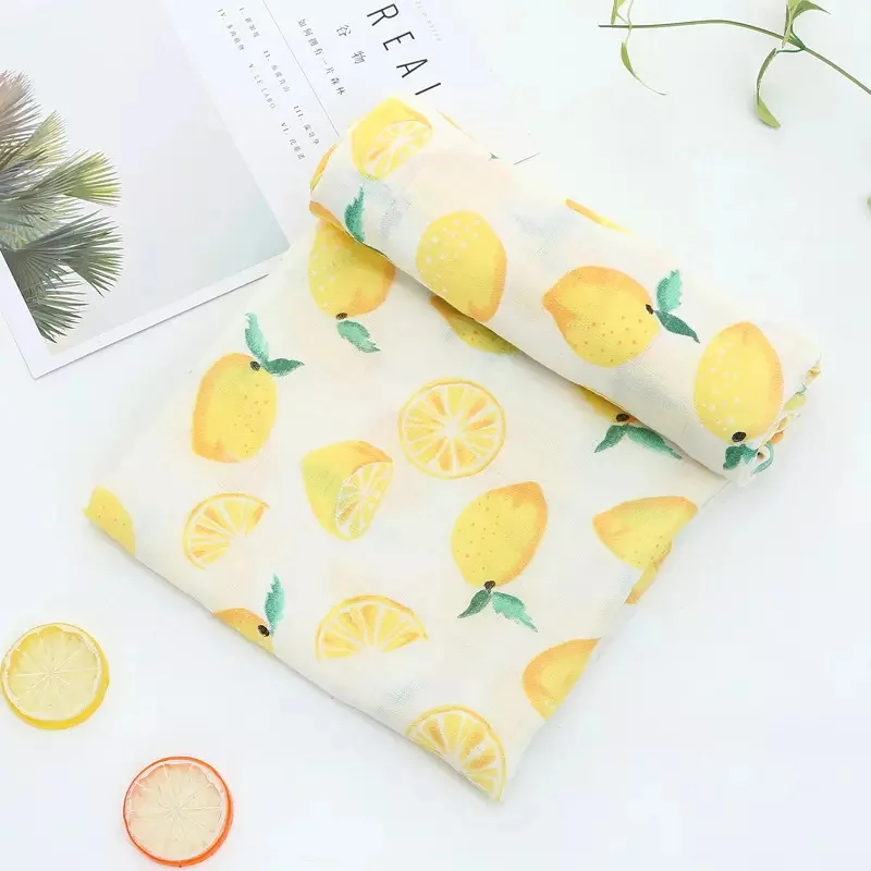 Wholesale Printed Cotton Muslin Fabric Soft Warm Baby Receiving Blankets 100% Muslin Swaddle Blankets Fabric