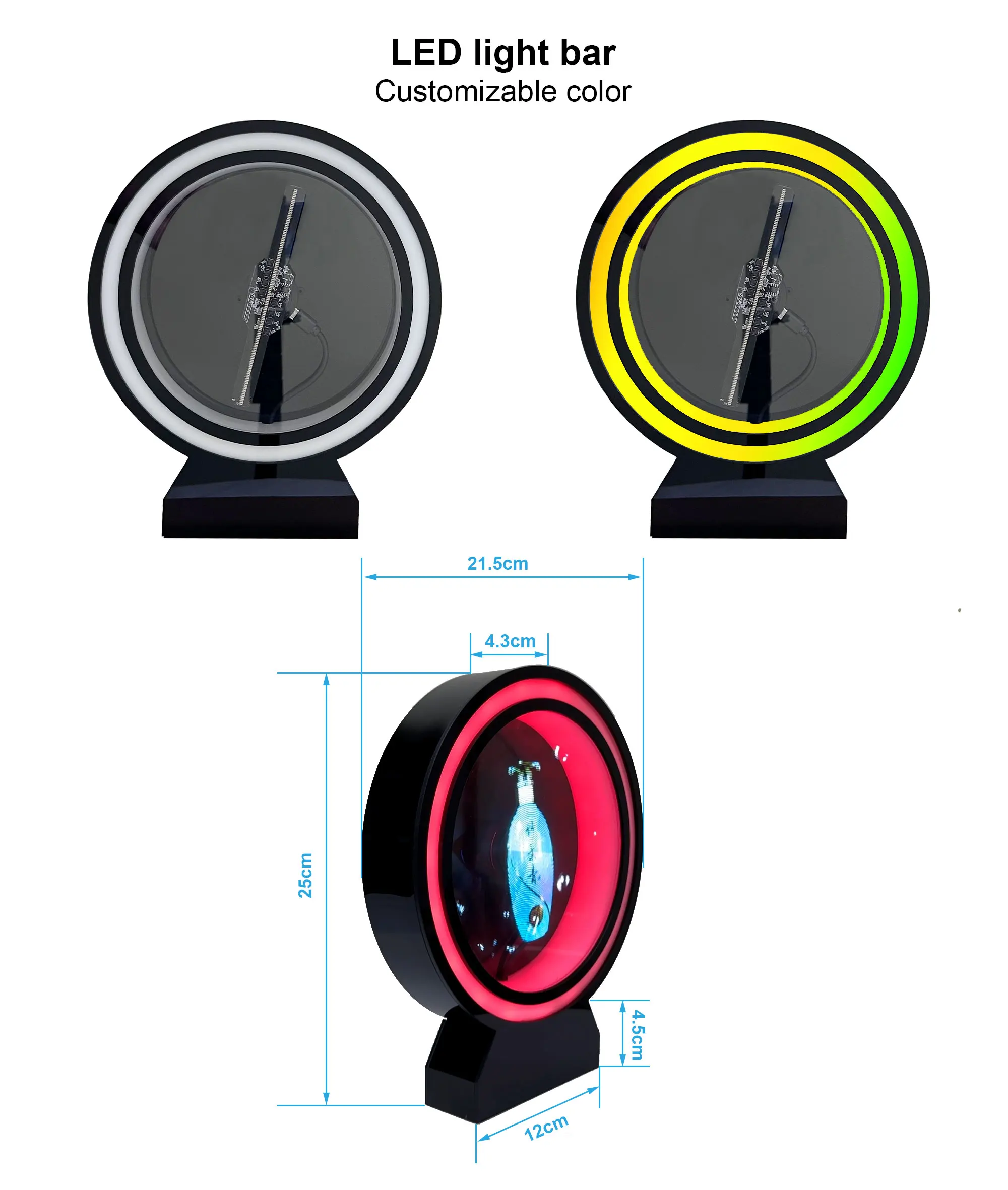 New Arrival Hologram Fan 3D Fan Projector With Round Cover Rgb Light Bar Portable Led 3D Hologram Display Holographic Fan
