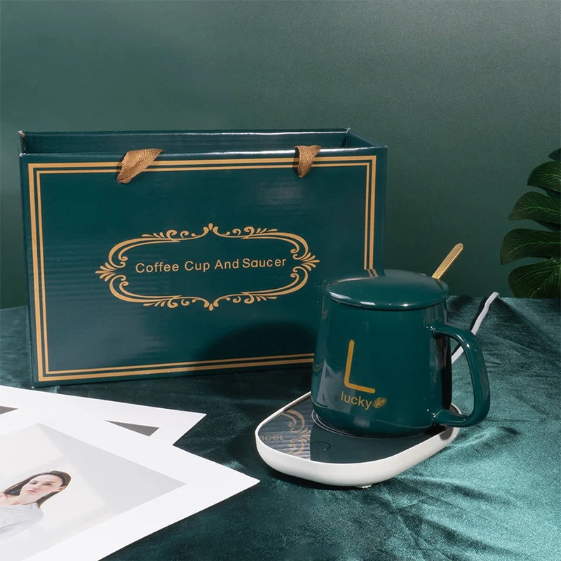 Portable Custom Home Office USB Smart Constant Temperature 55 Degree Auto Electric Cup Coffee Mug Warmer Set With Pad