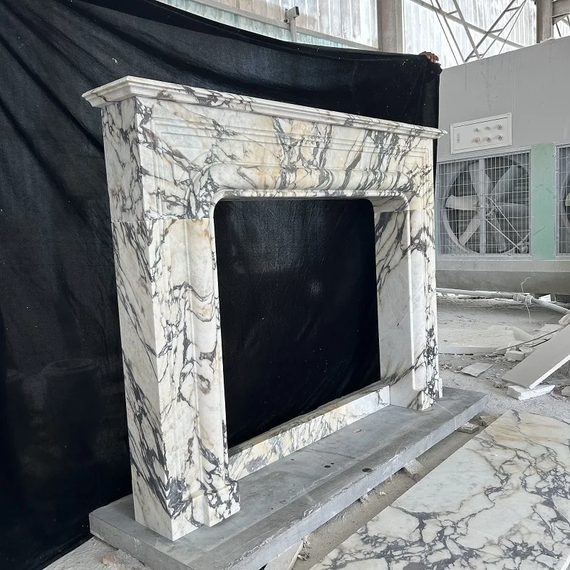 Marble Modern Veined Customized modern Fireplaces Veined Stone Luxury Marble Fireplace