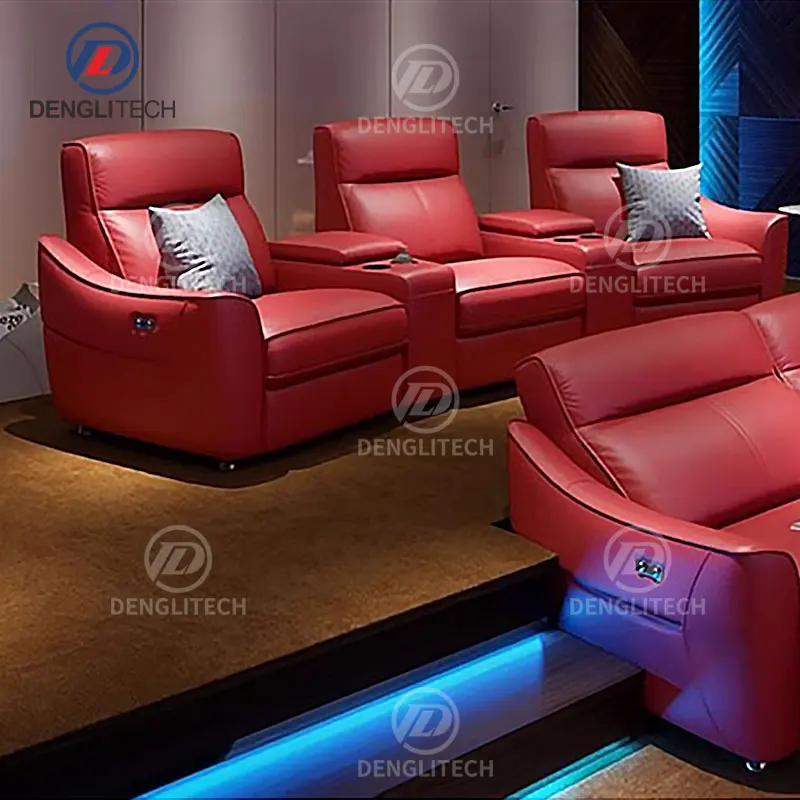 New Model Legs Metal Royal Sofa Bed With Cup Holder Theatre Furniture Modern Vacuum Compressed Corduroy Theater Sofa Designs