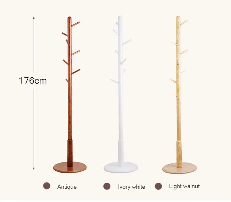 Eco friendly non-slip 176cm tree shaped floor standing traditional  wooden suit clothes hanger coat rack stand
