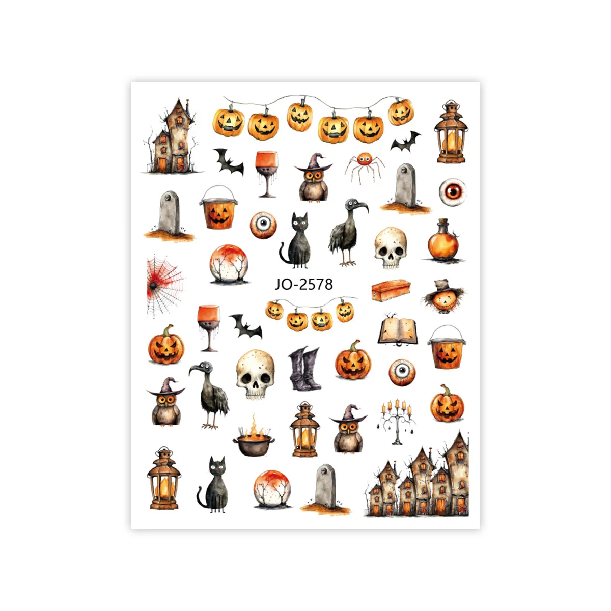 Hot Halloween nail sticker Cartoon skull heart pink pumpkin poker nail decals stickers