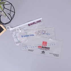 Недорогой прозрачный пенал для ручек, стационарный мешок, ПВХ прозрачный пенал на молнии с держателем для карт