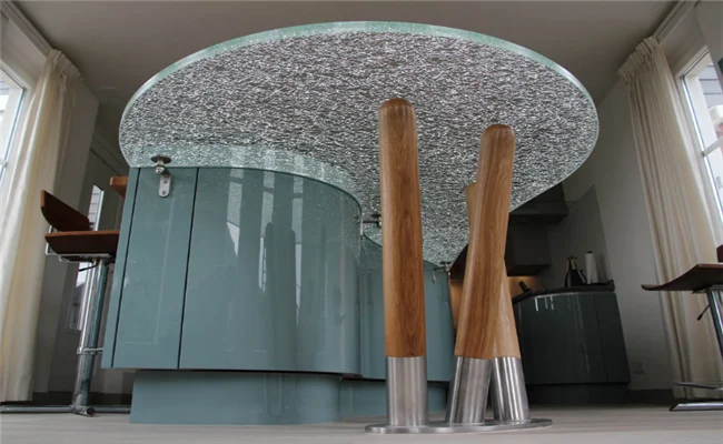 8+8mm America Popular Cracked Ice Laminated Glass Table Top