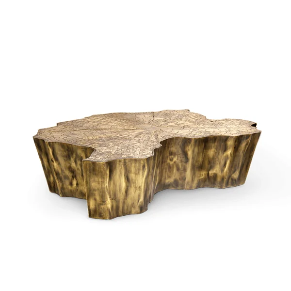 Sunwe modern luxury unique central table Boca customized living room furniture gold stainless steel tree trunk coffee table