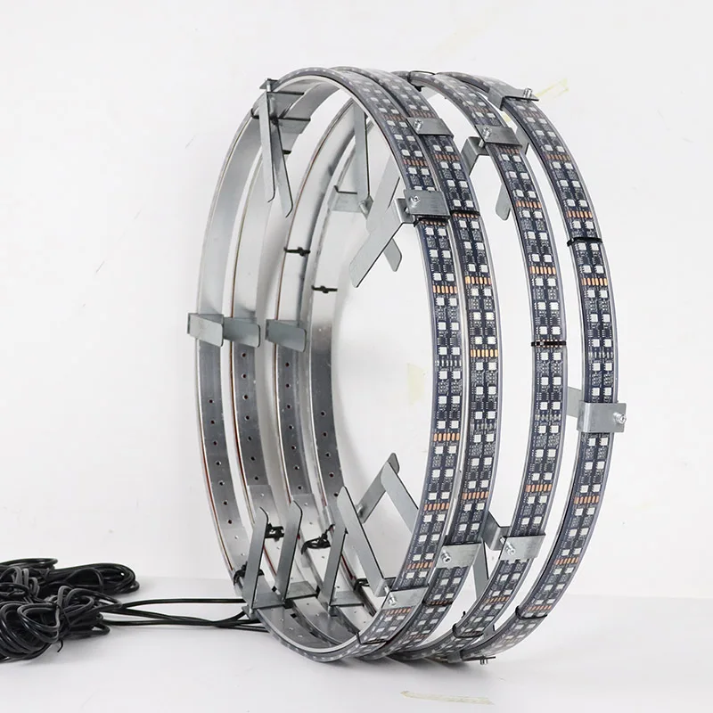 Double Row Dancing Chasing rgb LED Wheel Ring Light Kit Adjustable 14-18in Dia W/Turn Brake signal Lights for Truck Car Jeep UTV