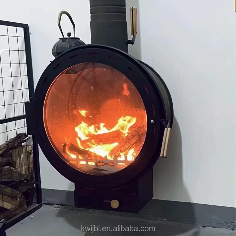 Indoor Wall Mounted  Wood Burning Black Fireplace  Hanging Roof Suspended Metal Heating Stoves