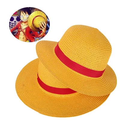 Цельная соломенная шляпа на шею Luffy Flat Cosplay Реквизит из японского мультфильма детская пляжная шляпа в красную полоску YF001