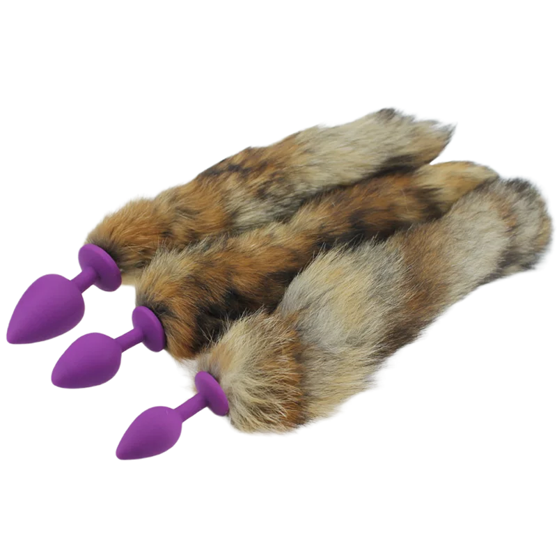 factory price OEM customizing silicone anal plug with furry fox tail