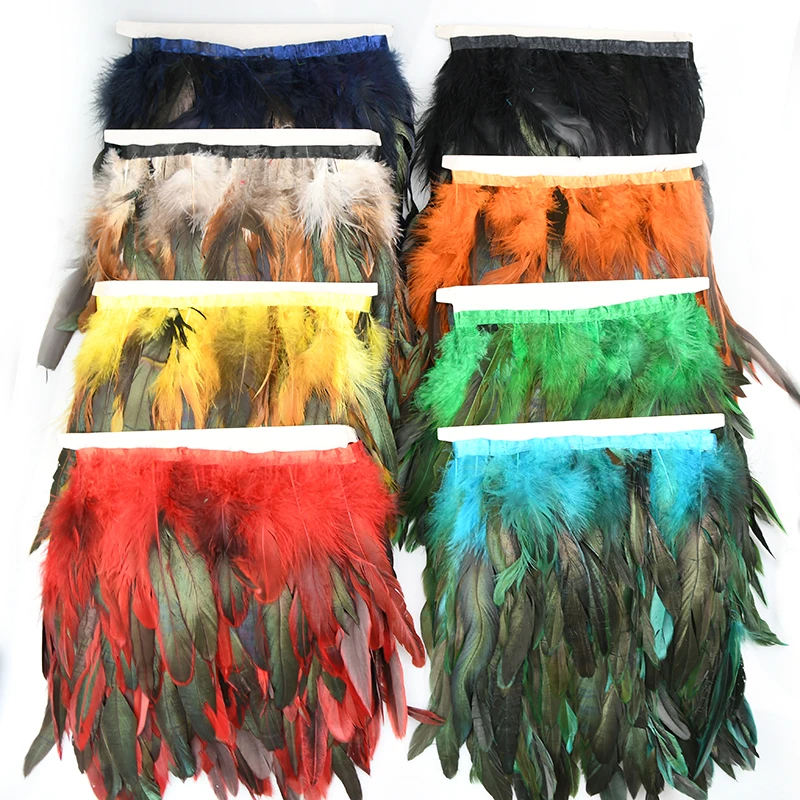 WFT-020 Fashion Factory High Quality Colorful Rooster rooster feather trims and fringes for carnival
