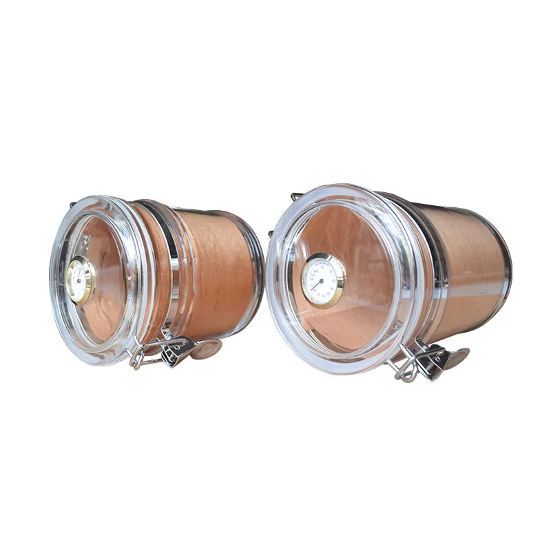 Acrylic Cigar Humidor Jar with Hygrometer Cigar Case  Cigar Clear Acrylic storage Jar humidor box PX-HM135G