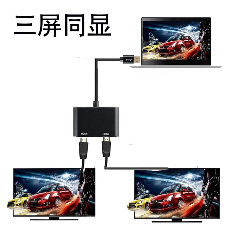 Xput кабель конвертер USB-A USB 3 0 двойной Разделитель с мультимедийным интерфейсом высокой четкости Конвертер адаптер-4k 30 Гц для двух