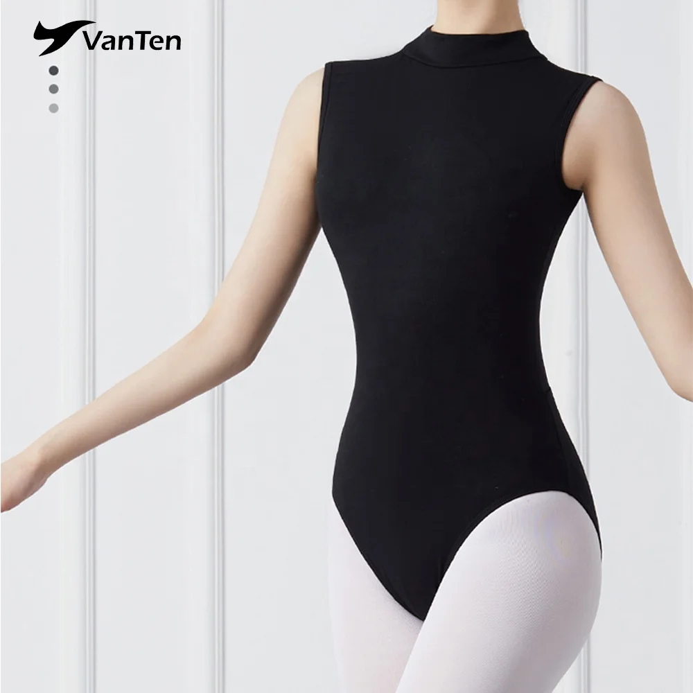 OEM wholesale one piece mesh open back stand collar gymnastics leotards, ballet basic gymnastics leotard training