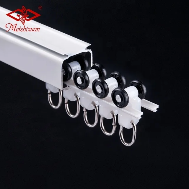 Modern double bay window outdoor oriental tension flat curtain rail