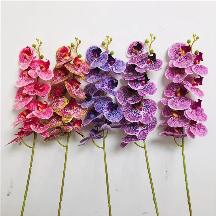 Q-1548 Factory Wholesale  Silk Artificial 9-Head Phalaenopsis Orchid Flower For Wedding Home Decoration