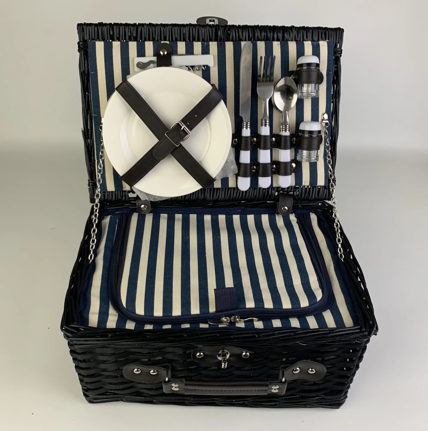 Корзина для пикника идеально подходит для семейного кемпинга, роскошная плетеная корзина