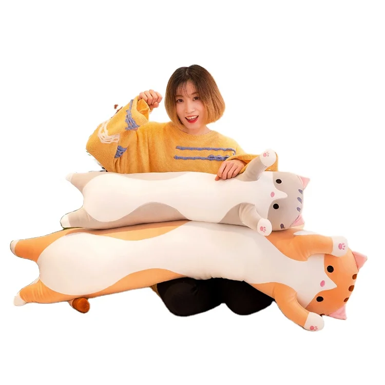 Factory Wholesale Long Cat Doll Stuffed PP Cotton Plush Pillow For Kids