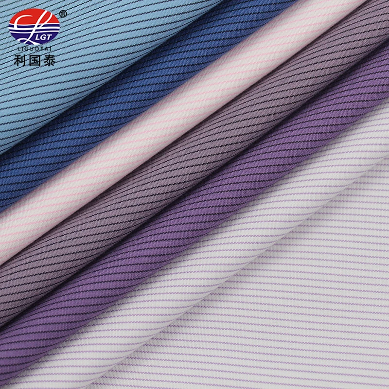 Wholesale Ready Bulk Yarn Dyed Woven 58 Microfiber 42 Rayon tr striped Shirting thobe robe Fabric for uniform
