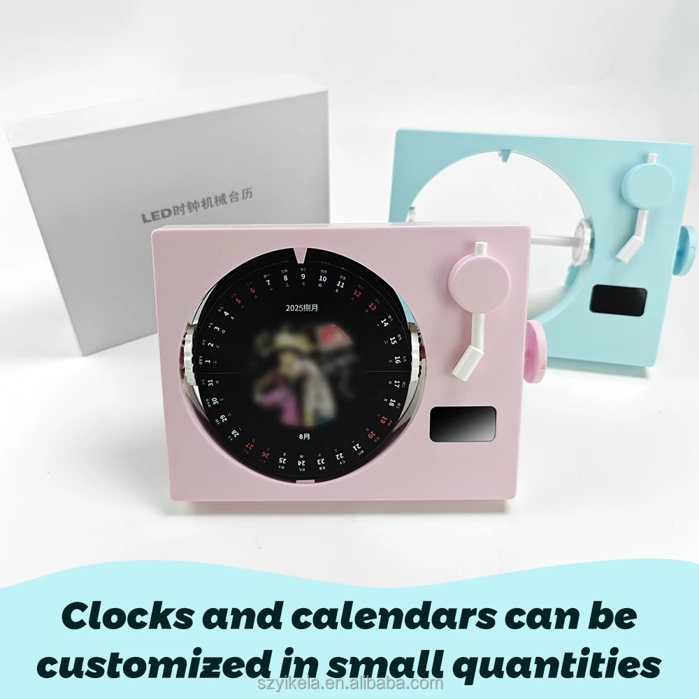 Hot sale 2025 desktop calendar 15 double-sided cards, mechanical rotating clock calendar supports all postcard customization