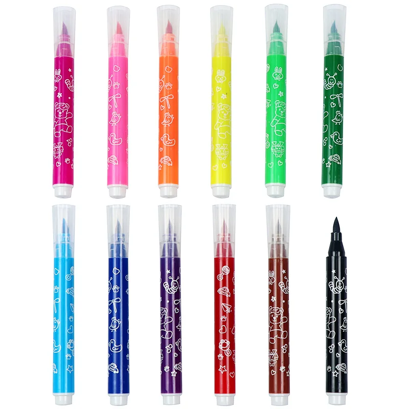 Non-toxic Water Color Pens - 12 PCS Washable Markers for Kids, Bright and Safe Art Supplies