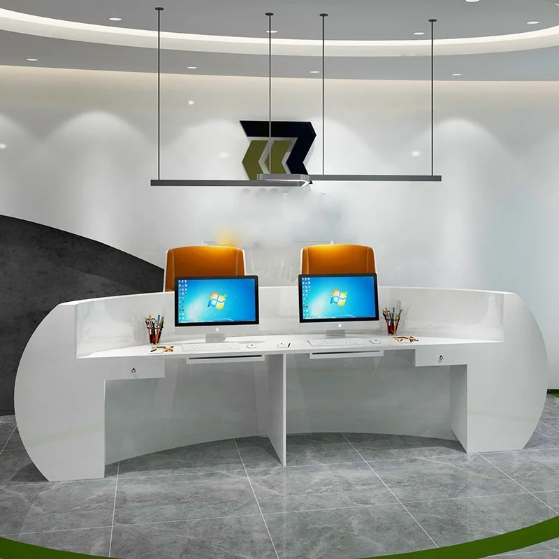 best selling curved luxury design Office Furniture Counter Front table Modern Cashier leisure club Reception Desk beauty salon