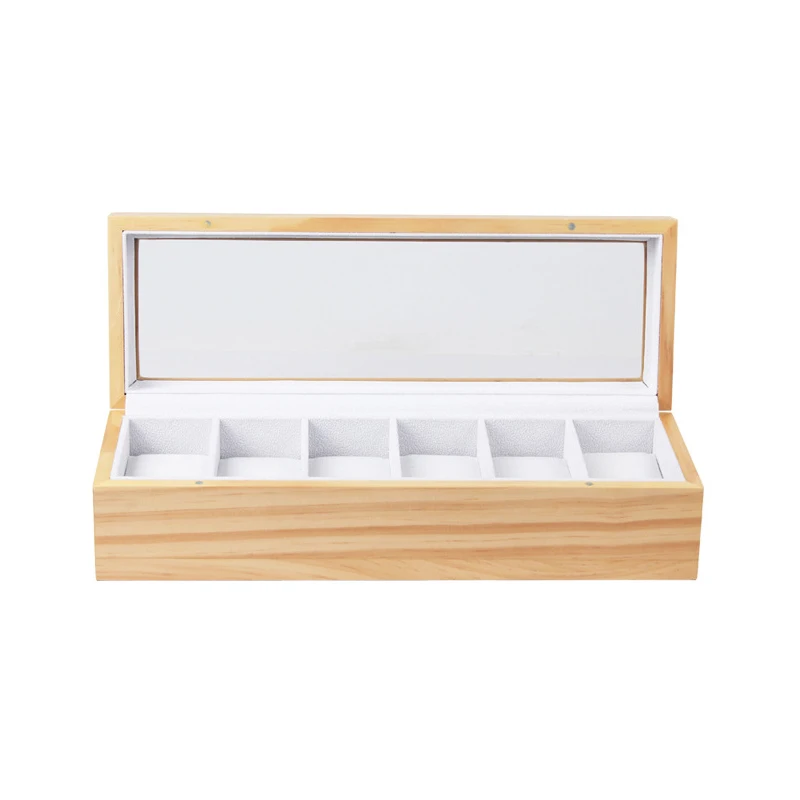 Custom Wholesale Wooden Nature Color Solid Light Watch Box Organizer with Glass Display  Box For Watches
