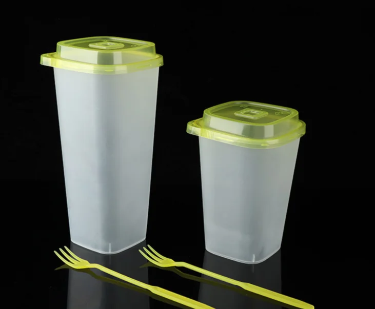 Good quality thickened 94 caliber 650ml transparent frosted injection plastic square