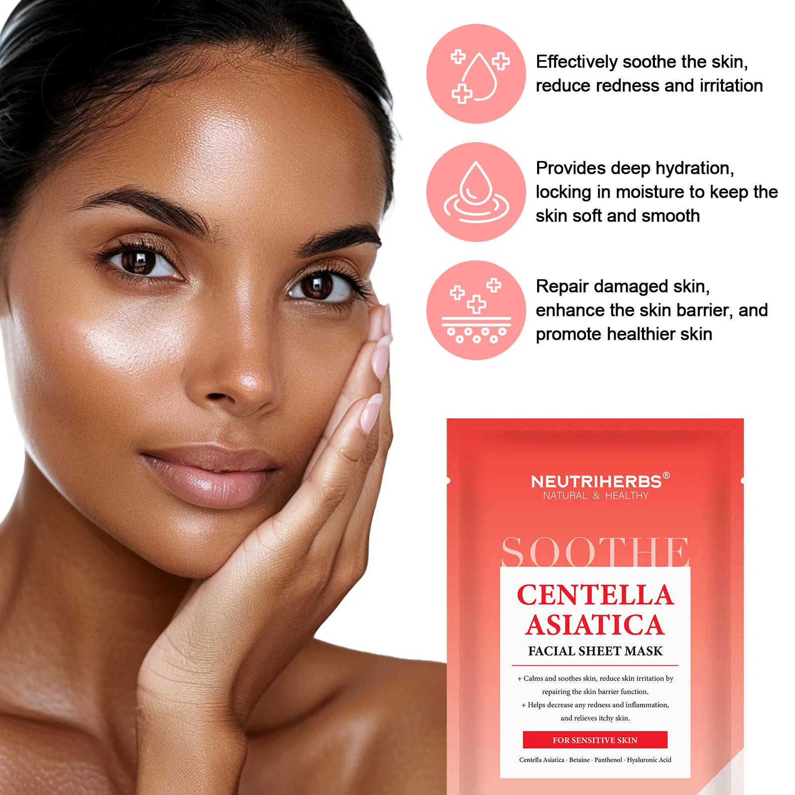 Lock moisture repair damaged skin enhance skin barrier Centella Asiatica facial sheet mask