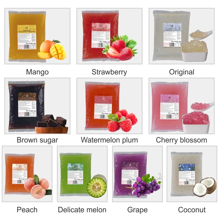 No1.Wholesale Selling 1kg Brown Sugar Agar Konjac Jelly Crystal Boba Balls Pearls Bubble Milk Tea
