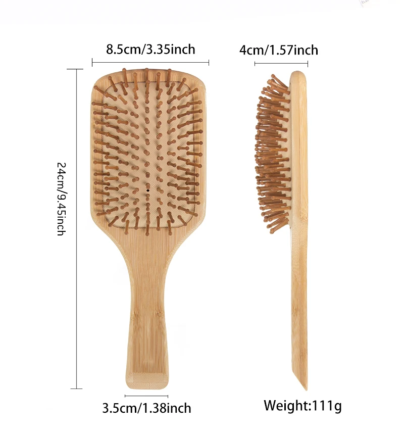 2024 hot Bamboo Hair Bamboo Paddle Hair Brush Scalp Massage Paddle Detangling Natural Wooden Hair Combs