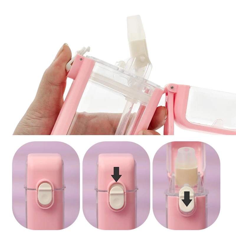 
Double-wall Silicone Insulated Plastic Clear Milk Carton Water Bottles with Straw 