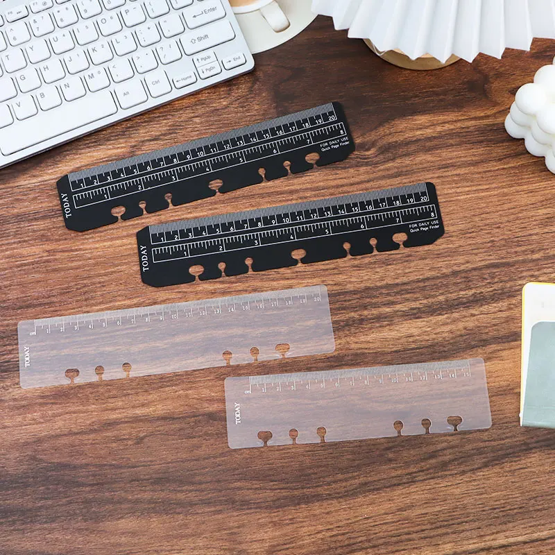Custom Plastic PP divider A4 B5 A5 A6 A7 Loose Leaf Elastic Ruler Spiral 6 Holes Soft Flexible Folding Ruler for School WR001U