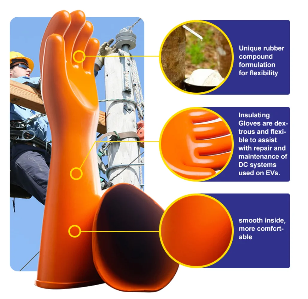 Class 5 High Voltage 10KV 12KV 20KV 35KV Electrician Prevent Electric Natural Rubber Insulated Insulating Gloves