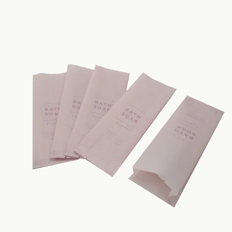 Three Side Seal Kraft Paper Pouch Heat Seal Bath Salt Sachet Mini Packaging Bag