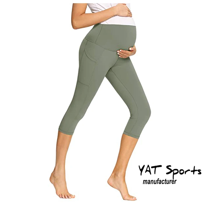 Thin maternity pants high bounce hip lift yoga wear pregnancy women tight black leggings