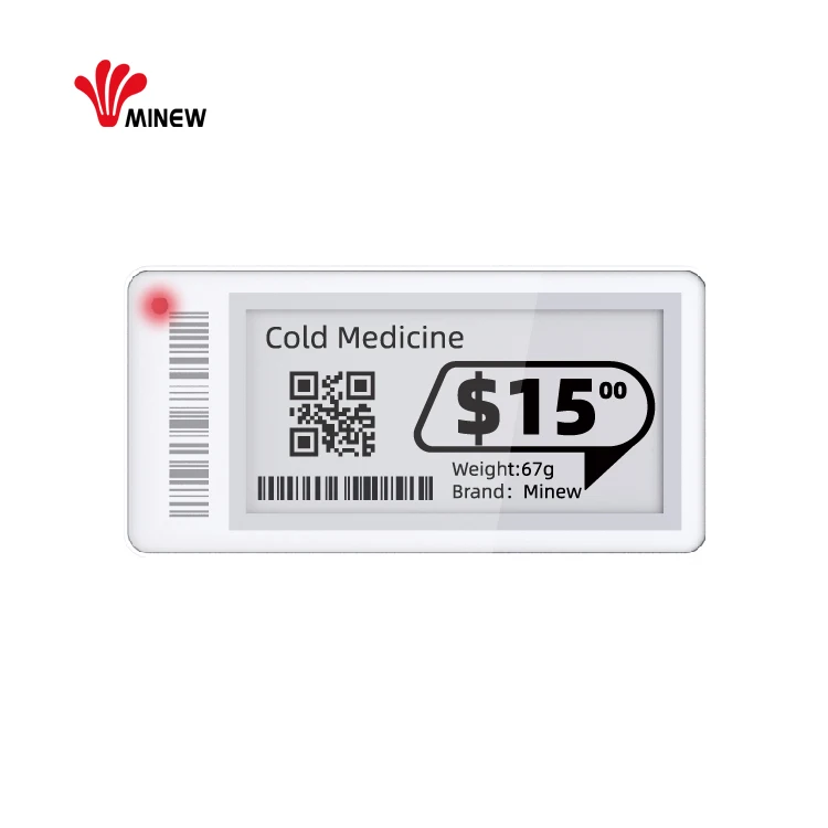 2.13 inch BLE 5.0 esl digital price tag electronic shelf label wifi bluetooth NFC multi-language