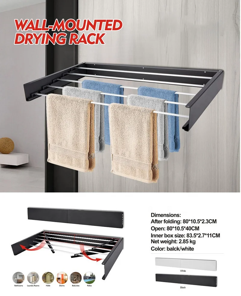 SOYOUNG NEW hotselling folding compact wall mounted steel dry clothes dryers laundry drying rack for home use