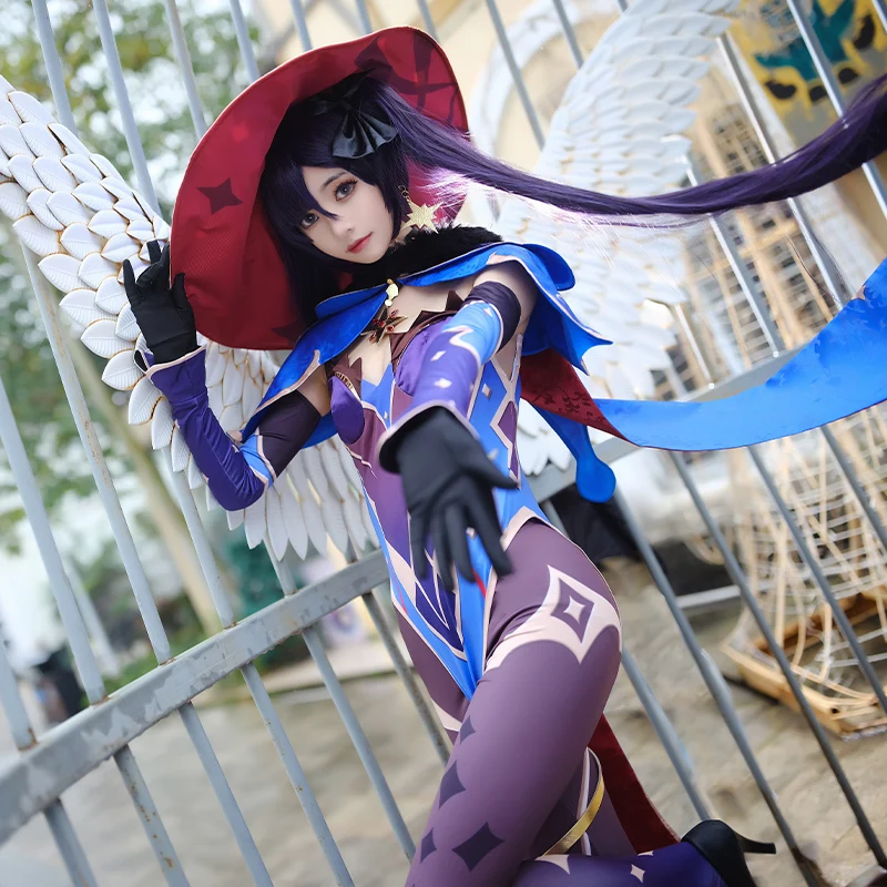 Genshin Impact Cosplay Astrologist Mona Cosplay Costume  Sexy Uniform Outfit Halloween Carnival Party Costumes for women