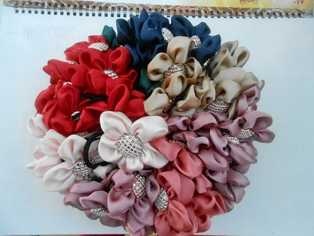 Korean style fresh simple color prints bow nude color thin nylon headbands set