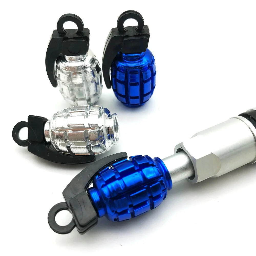 
 Car Truck Motorcycle Bike Valve Cap Grenade Design Aluminum Alloy Car Tire Wheel Valve Stem Caps  