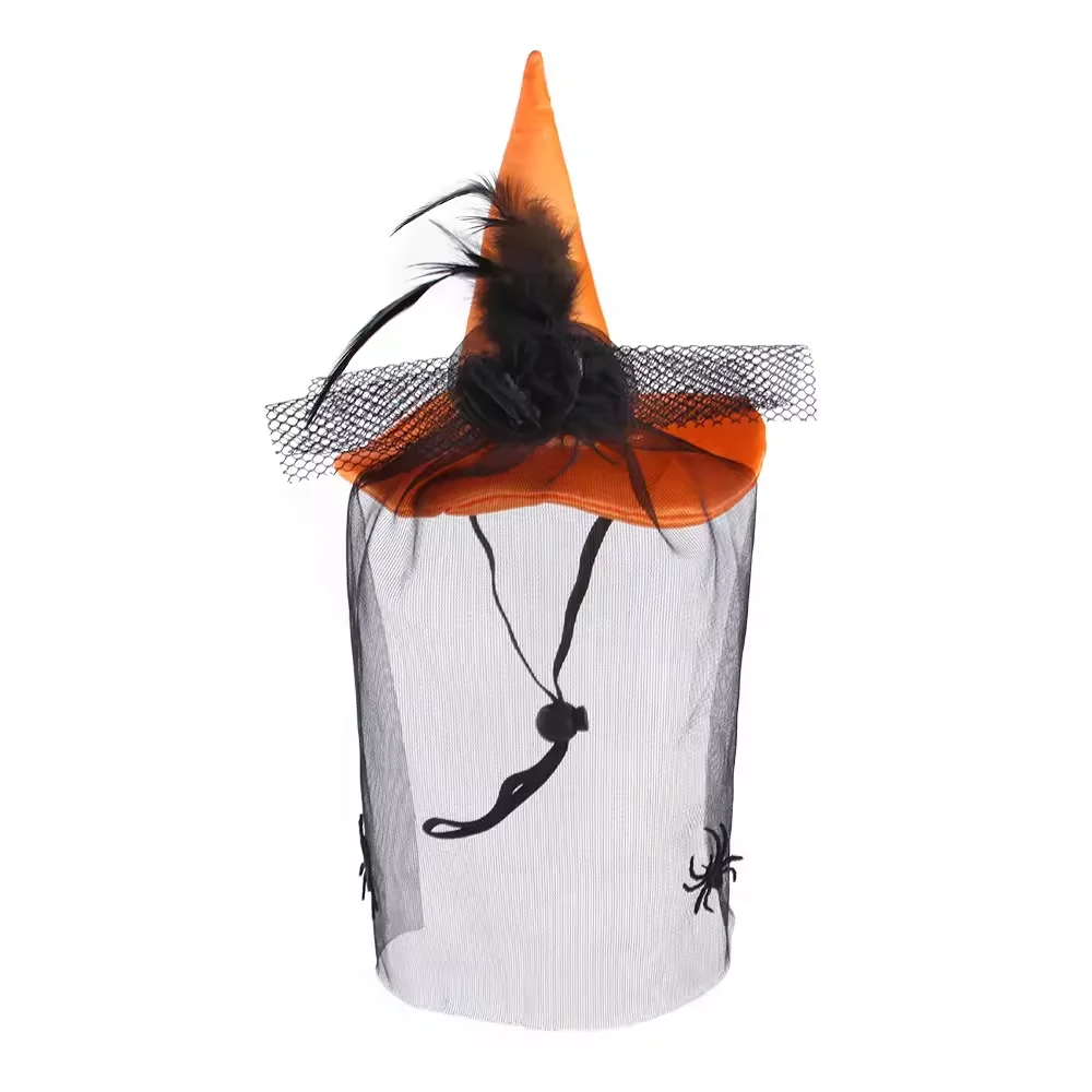 Hot Selling Classic Plush Pet Spider Hat Black Yarn Animal Print Headgear for Dog and Cat Fun Halloween Accessories for Spring
