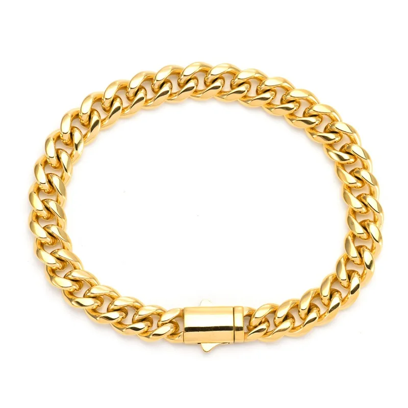 304L Stainless Steel Jewelry Wholesale drop shipping for gift HipHop Cuban Chain 14K Gold plated budget price necklace