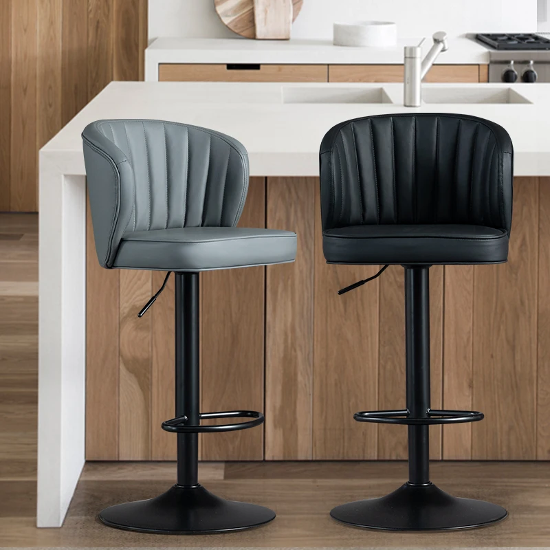 New Modern cheap used PU leather gold commercial swivel bar stool chairs for kitchen bar counter front desk
