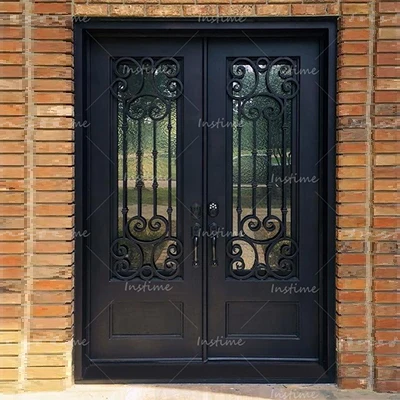 Instime  Cast Wrought Iron Doors Gate Safety Iron Front Entry Rustic Iron Door For Villa