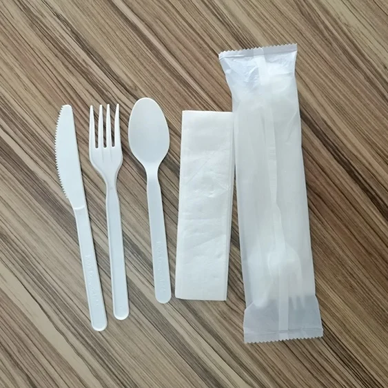 
GreenWorks 2021 CPLA Wrapped Cutlery biodegradable cutlery recycled plastic kitchen utensils individually wrapped cutlery 