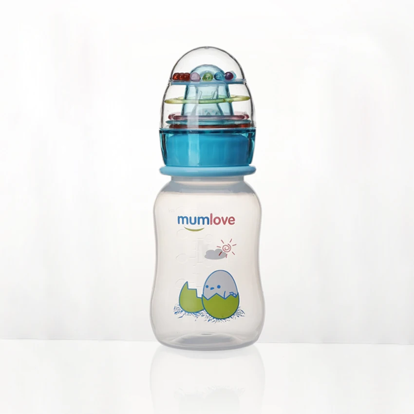 Лидер продаж Детская Бутылочка mumlove из ПП с кольцом-колокольчиком оптом дешевая бутылочка для