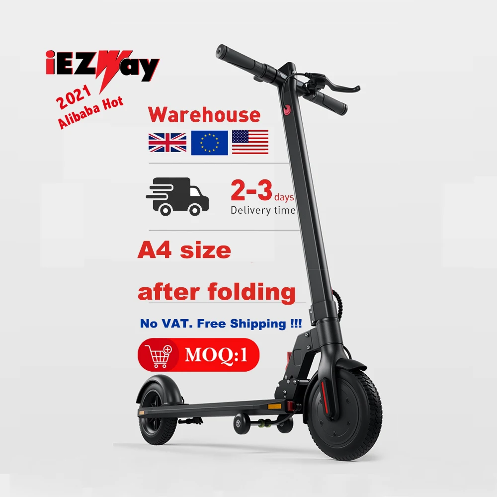 2021 iEZway Original DDP Drop Shipping USA UK EU Warehouse 300W Motor Two Wheel Foldable Adult Electric Scooter