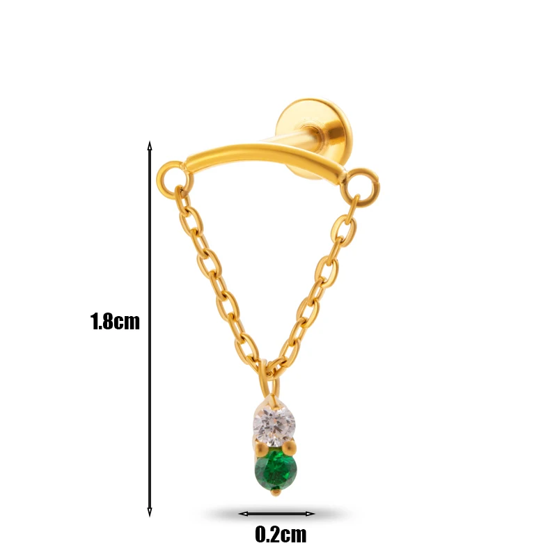 custom G23 titanium helix piercing ASTM F136 titanium flat back internally threaded cubic zirconia pendant cartilage earrings